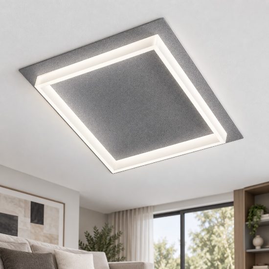 Plafoniera led 40w cct 3000k 4000k moderna quadrata grigio perla