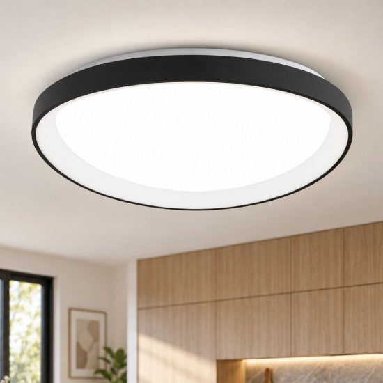 Fabas quirk plafoniera moderna ovale nera led 38w cct 2700k 3000k 4000k dimmerabile
