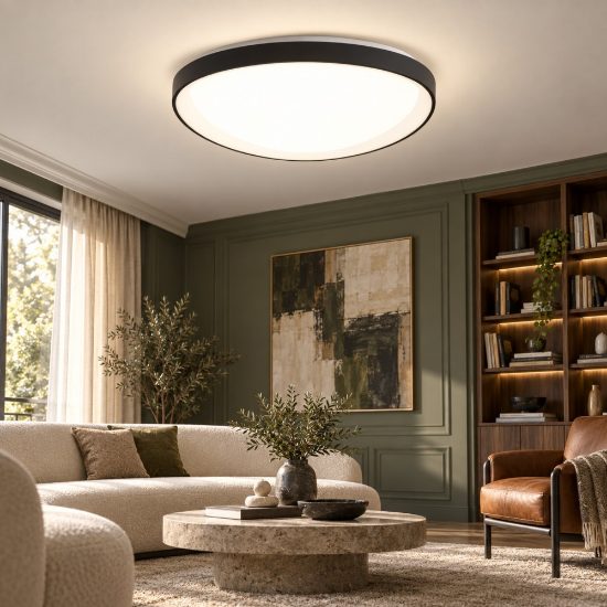 Fabas quirk plafoniera moderna ovale nera led 38w cct 2700k 3000k 4000k dimmerabile