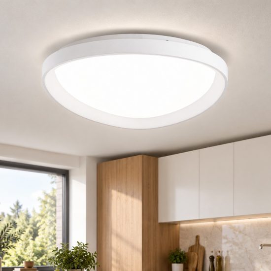Fabas luce quirk plafoniera led 38w cct 2700k 4000k dimmerabile moderna ovale bianca