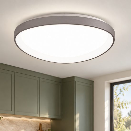 Fabas quirk plafoniera ovale tortora led 38w cct 2700k 3000k 4000k dimmerabile