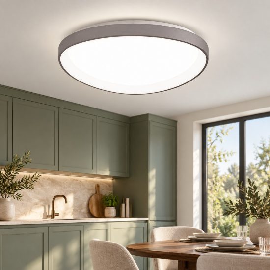 Fabas quirk plafoniera ovale tortora led 38w cct 2700k 3000k 4000k dimmerabile