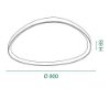 Fabas luce quirk plafoniera led 75w cct 2700k 4000k dimmerabile moderna ovale tortora