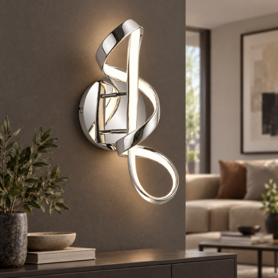 Applique da parete design cromo led 4000k per corridoio
