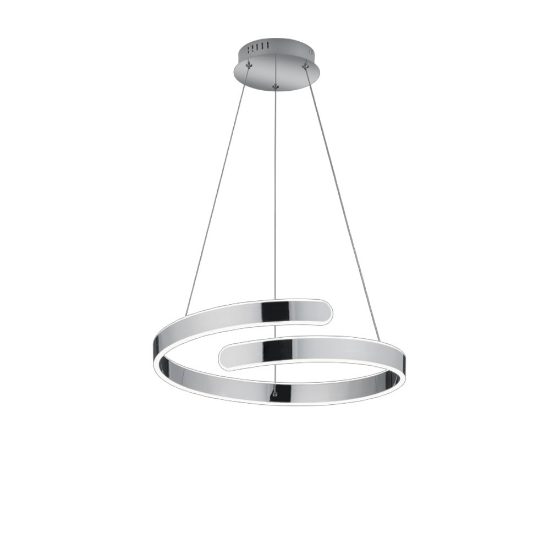 Lampadario design moderno spirale cromo led 37w 4000k dimmerabile