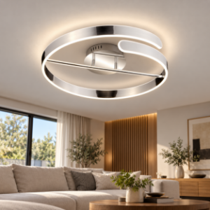 Plafoniera design moderno cromo led 4000k dimmerabile 50cm