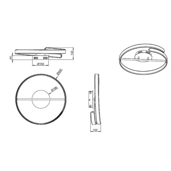 Plafoniera design moderno cromo led 4000k dimmerabile 50cm