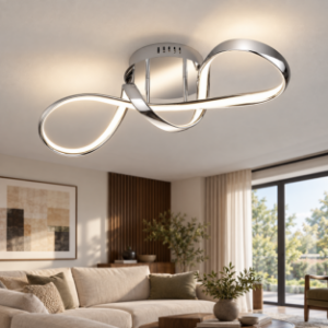 Plafoniera design moderno led 4000k cromo dimmerabile 60cm