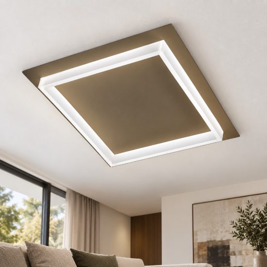 Plafoniera moderna quadrata sabbia led 48w cct 3000k 4000k per soggiorno