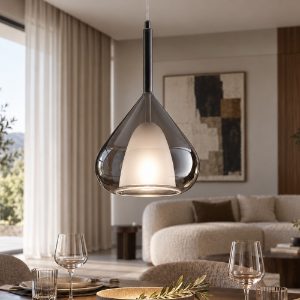 Fabas lampada a sospensione lila moderna vetro fumé