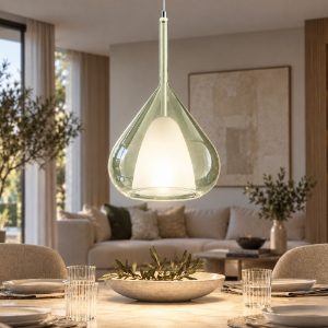 Fabas luce lila lampada a sospensione a goccia verde vetro