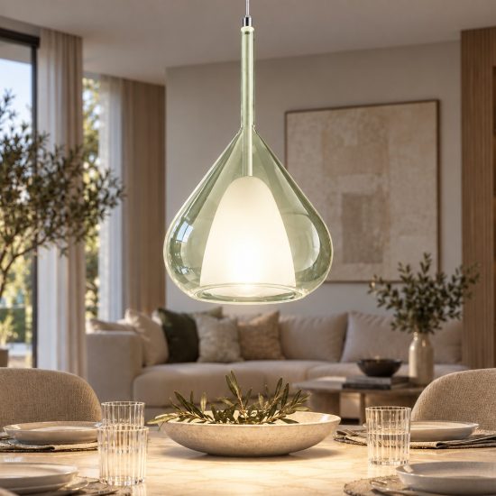 Fabas luce lila lampada a sospensione a goccia verde vetro