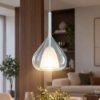 Fabas lila lampada a sospensione moderna vetro azzurro trasparante