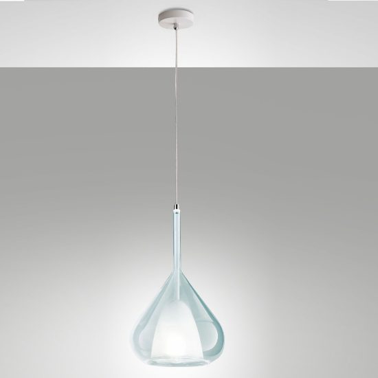 Fabas lila lampada a sospensione moderna vetro azzurro trasparante