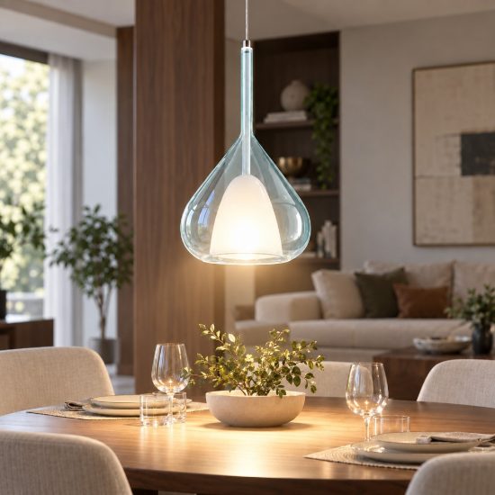 Fabas lila lampada a sospensione moderna vetro azzurro trasparante