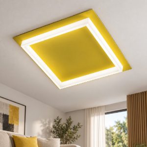 Plafoniera led 48w cct 3000k 4000k quadrata moderna giallo 65cm
