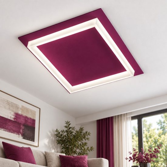 Plafoniera led 48w cct 3000k 4000k moderna per sala da pranzo quadrata magenta