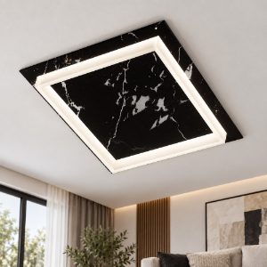 Plafoniera marmo nero per sala da pranzo led 48w cct 3000k 4000k