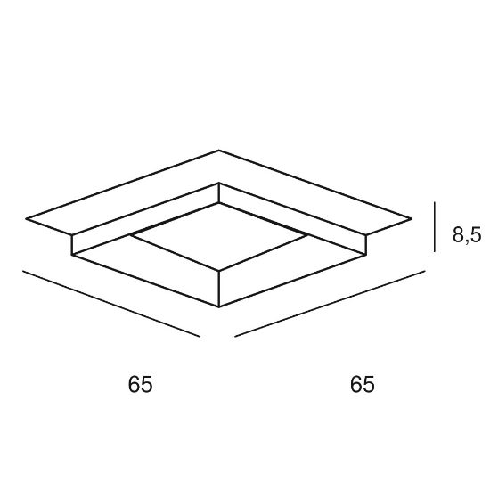 Plafoniera moderna quadrata nera led 48w cct 3000k 4000k 65cm