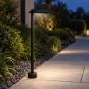 Lampioncino moderno quadrato nero per esterno giardino led 10w 3000k ip65 60cm