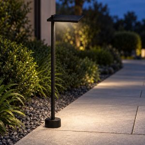 Lampioncino moderno quadrato nero per esterno giardino led 10w 3000k ip65 60cm