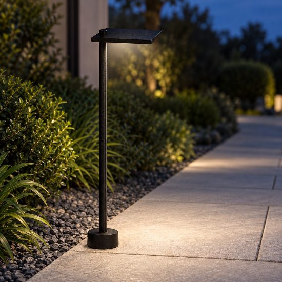 Lampioncino moderno quadrato nero per esterno giardino led 10w 3000k ip65 60cm