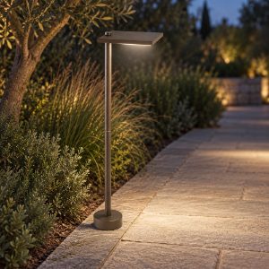 Lampioncino led 10w 3000k ip65 moderno da esterno giardino quadrata ruggine 60cm