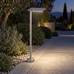Paletto da giardino led 10w 3000k ip65 quadrato moderno grigio perla 60cm