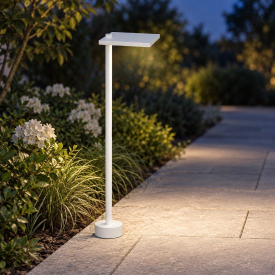Lampione da giardino led 10w 3000k ip65 moderno quadrata bianca 60cm