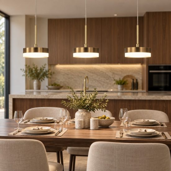 Fabas lampadario da cucina dunk tre luci ottone  led 24w 3000k dimmerabile