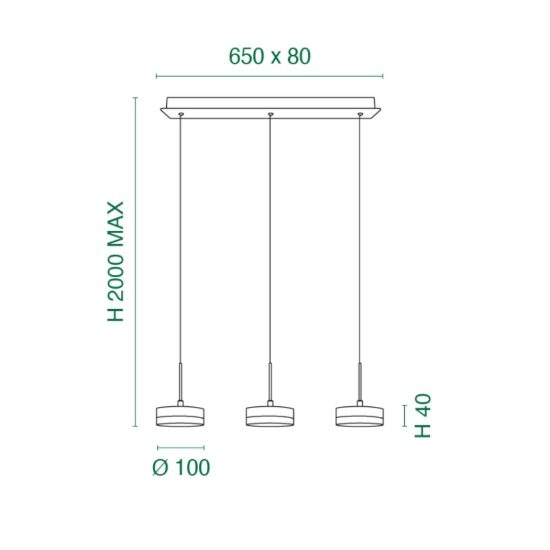 Fabas lampadario da cucina dunk tre luci ottone  led 24w 3000k dimmerabile