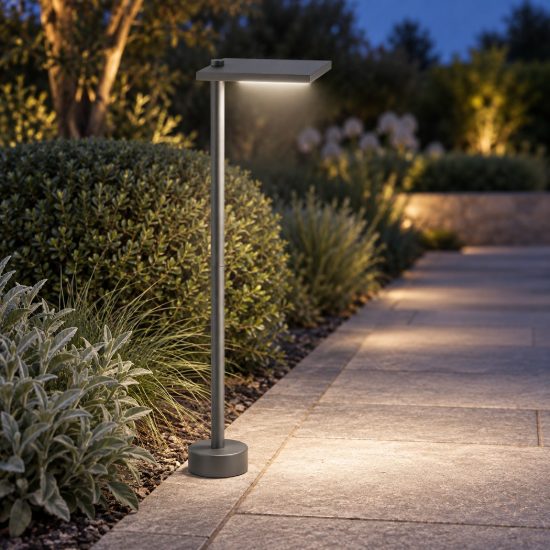 Lampione moderno quadrato antracite per esterno giardino led 10w 3000k ip65 60cm