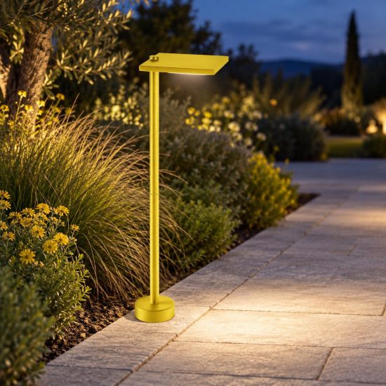 Paletto led 10w 3000k ip65 quadrato moderno per esterno giardino giallo girasole