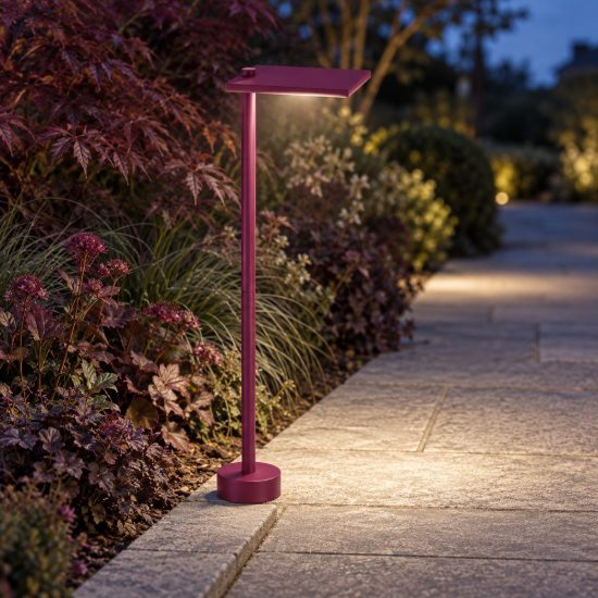 Lampioncino led 10w 3000k ip65 moderno da esterno giardino quadrato magenta 60cm