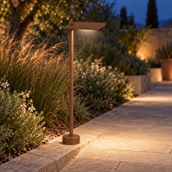 Lampione led 10w 3000k ip65 moderno per esterno giardino quadrata rame opaco