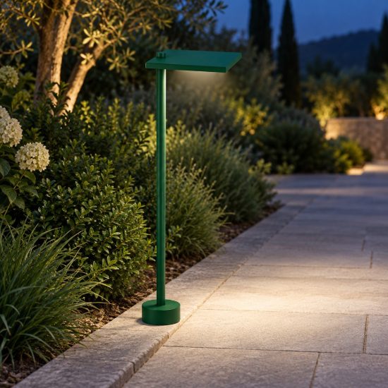 Lampioncino da esterno moderno quadrato verde bosco led 10w 3000k ip65 60cm