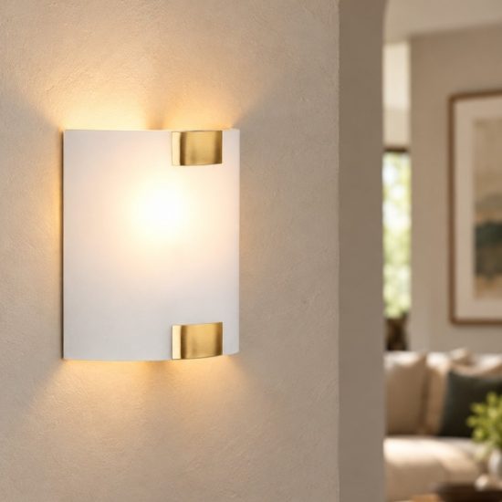 Applique da parete elegante ottone anticato vetro