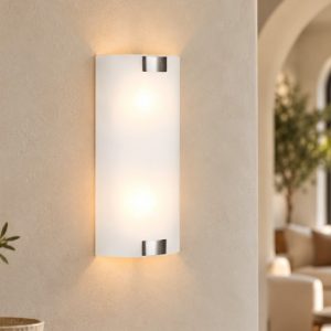 Applique da parete per corridoio rettangolare nickel opaco vetro