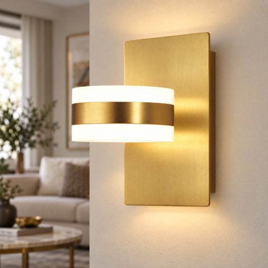 Fabas applique da parete dunk ottone satinato led 16w 3000k orientabile
