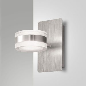 Fabas luce dunk applique led 16w 3000k orientabile da parete alluminio spazzolato