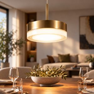 Fabas luce lampada a sospensione moderna disco ottone satinato led 8w 3000k
