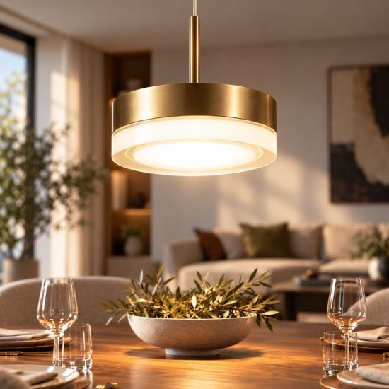 Fabas luce lampada a sospensione moderna disco ottone satinato led 8w 3000k