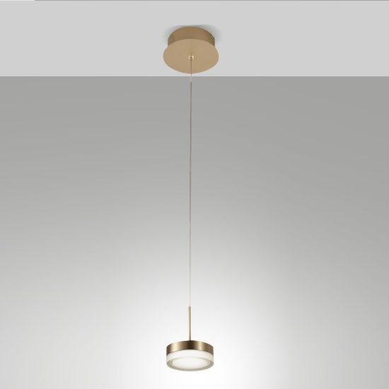 Fabas luce lampada a sospensione moderna disco ottone satinato led 8w 3000k