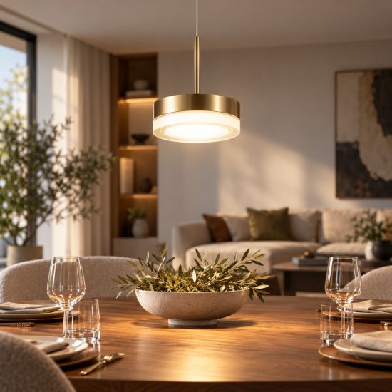Fabas luce lampada a sospensione moderna disco ottone satinato led 8w 3000k