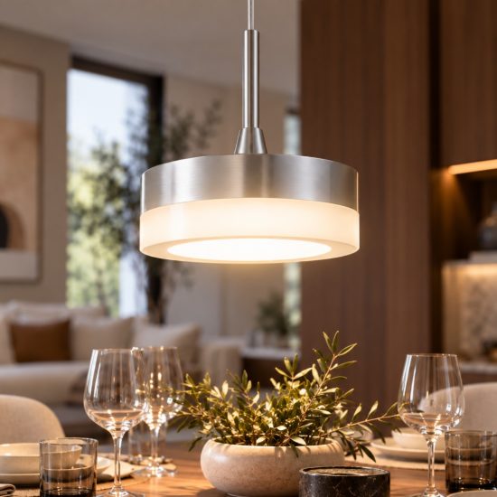 Fabas luce dunk lampada led 8w 3000k a sospensione moderna alluminio spazzolato