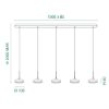Fabas dunk lampadario per cucina ottone satinato led 40w 3000k 5 luci dimmerabile