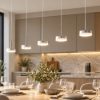 Fabas luce dunk lampadario led 40w 3000k dimmerabile 5 luci per cucina moderno a sospensione alluminio spazzolato