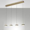 Fabas luce dunk lampadario led 32w 3000k dimmerabile moderno a sospensione ottone satinato 4 luci