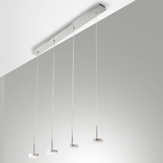 Fabas lampadario da cucina dunk 4 luci alluminio spazzolato led 32w 3000k dimmerabile