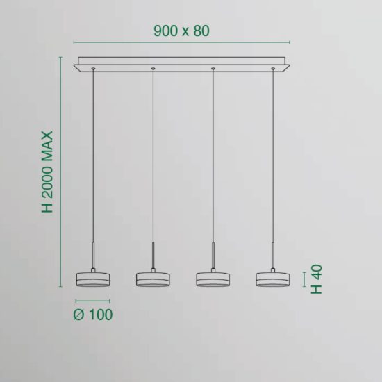 Fabas lampadario da cucina dunk 4 luci alluminio spazzolato led 32w 3000k dimmerabile